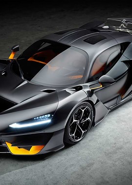 Sleek Black Hypercar with Orange Accents