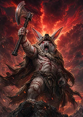 Warrior Rabbit with Axe