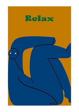 Relaxing Blue Figure with Green Text