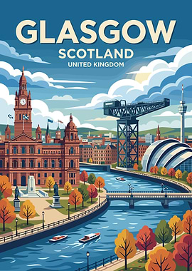 Glasgow Scotland Travel Poster