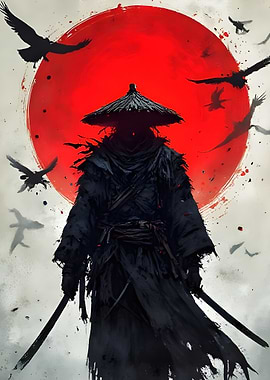 Samurai Warrior Under Red Sun