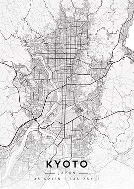 Kyoto Japan Map Minimal