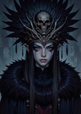 Dark Fantasy Queen with Skull Headdress