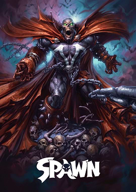 Spawn standing on skulls