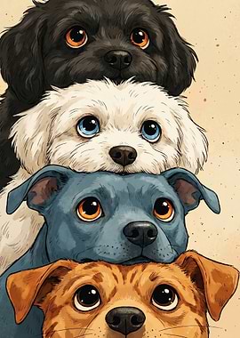 Stack of Adorable Dogs