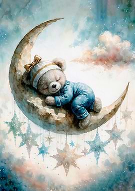 Sleeping Teddy Bear on the Moon