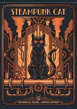 Steampunk Cat Mechanical Feline