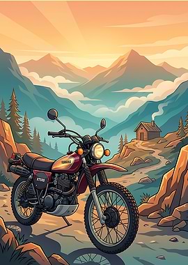 Serene Mountain Ride: Yamaha Motorcycle Adventure