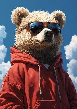 Cool Bear Wearing Sunglasses and Hoodie