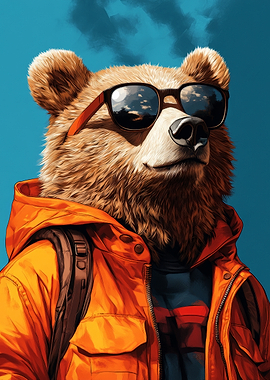 Cool Bear Wearing Sunglasses and Jacket