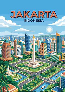 Jakarta Cityscape with Monas