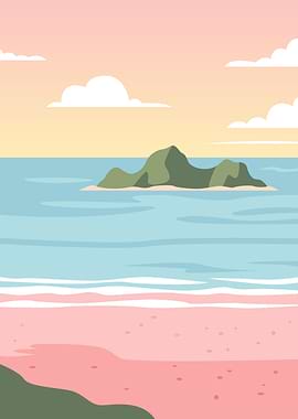 Serene Island Beach Sunset