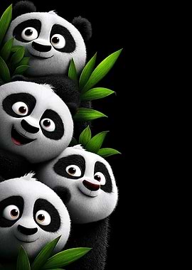 Cute Pandas with Bamboo