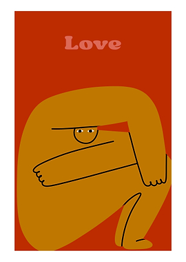 Love text with abstract figure
