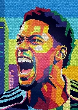 Vibrant Mosaic Portrait of a Screaming Man