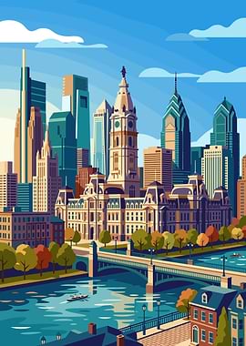 Philadelphia City Hall and Skyline