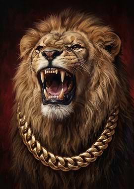 Lion Wearing a Gold Chain