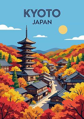 Kyoto Japan Autumn Pagoda Village