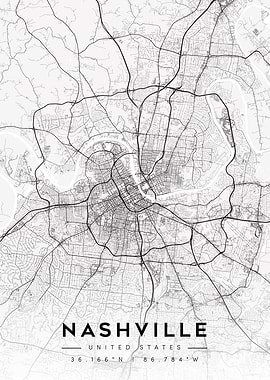 Nashville City Map Minimalist