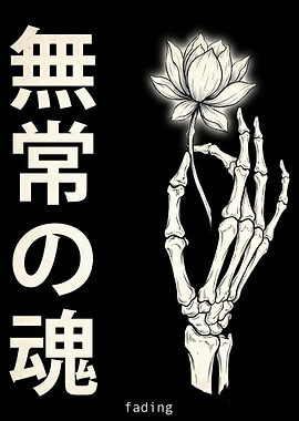 Skeleton Hand Holding Lotus Flower