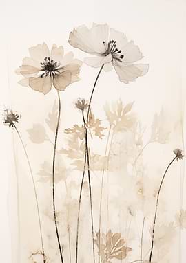 Delicate Sepia Floral Artwork