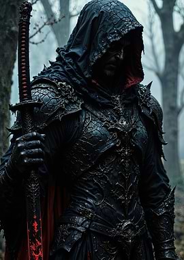 Dark Warrior with Glowing Sword