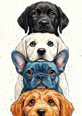 Stack of Adorable Puppies