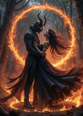 Demonic Embrace in Fiery Circle