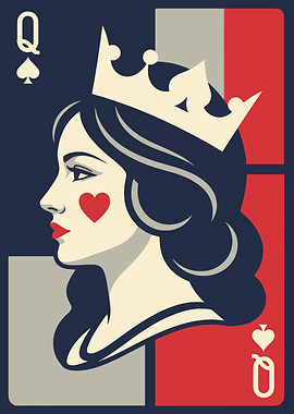 Vintage Queen of Spades Playing Card Art