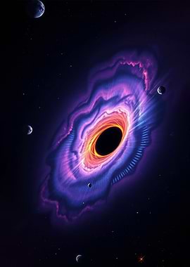 Black Hole with Accretion Disk and Planets