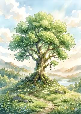 Enchanted Tree in a Serene Landscape
