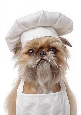 Chef Brussels Griffon Dog in Uniform