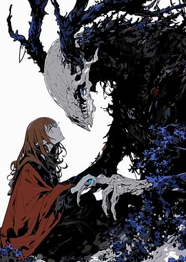 Girl and a Skull Monster