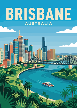 Brisbane Australia Cityscape Poster