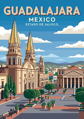 Guadalajara, Mexico Vintage Poster