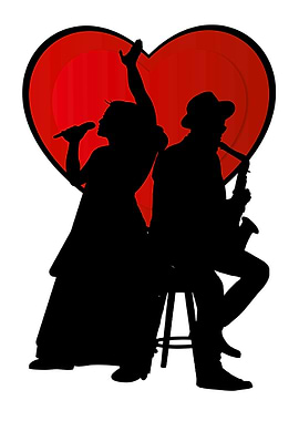 Singing and Saxophone Duo Silhouette