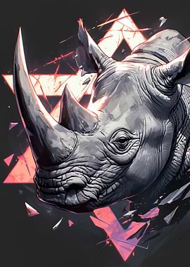 Stylized Rhinoceros Head with Geometric Accents
