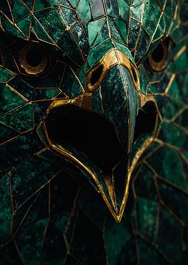 Emerald Gold Kintsugi Eagle Art