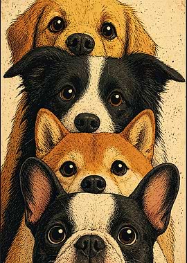 Stack of Adorable Dogs