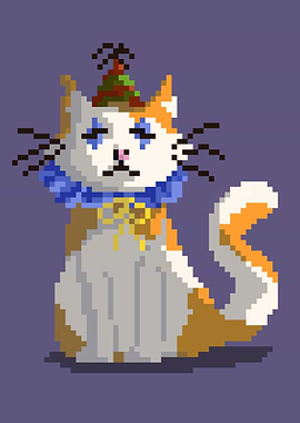 Pixel Art Sad Clown Cat