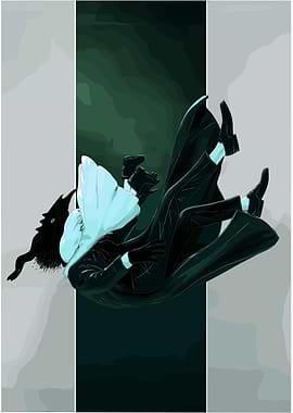 Figure in a flowing coat falling illustration