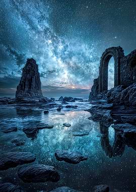 Starry Night Over Ancient Ruins