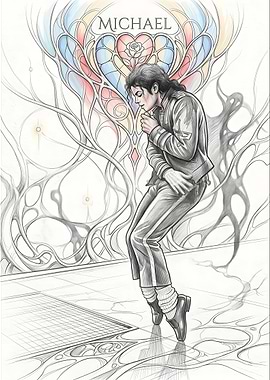 Michael Jackson in Stained Glass Style
