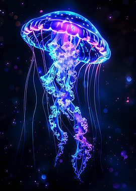 Neon Bioluminescent Jellyfish