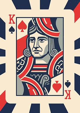 Vintage King of Spades Playing Card Art