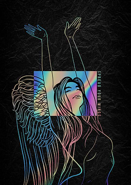 Angel with Rainbow Wings