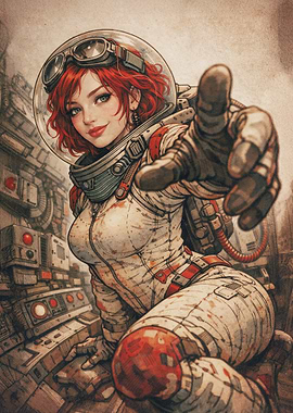 Anime Astronaut Pointing Forward