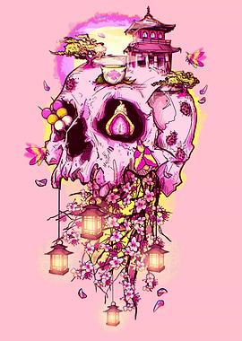 Cherry Blossom Skull
