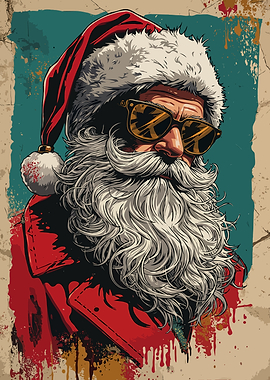 Cool Santa Claus with Sunglasses Graffiti