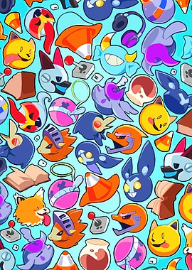 Cute Cartoon Characters and Objects Pattern